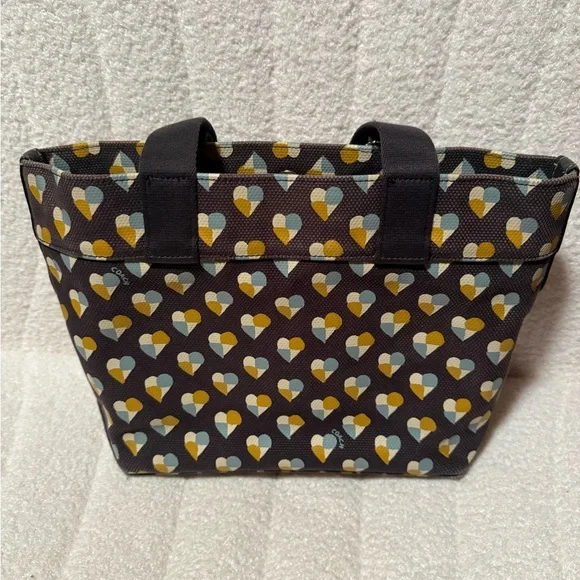 Coach Heart Pattern Tote - Black, Yellow, and Light Blue - Picture 2 of 8